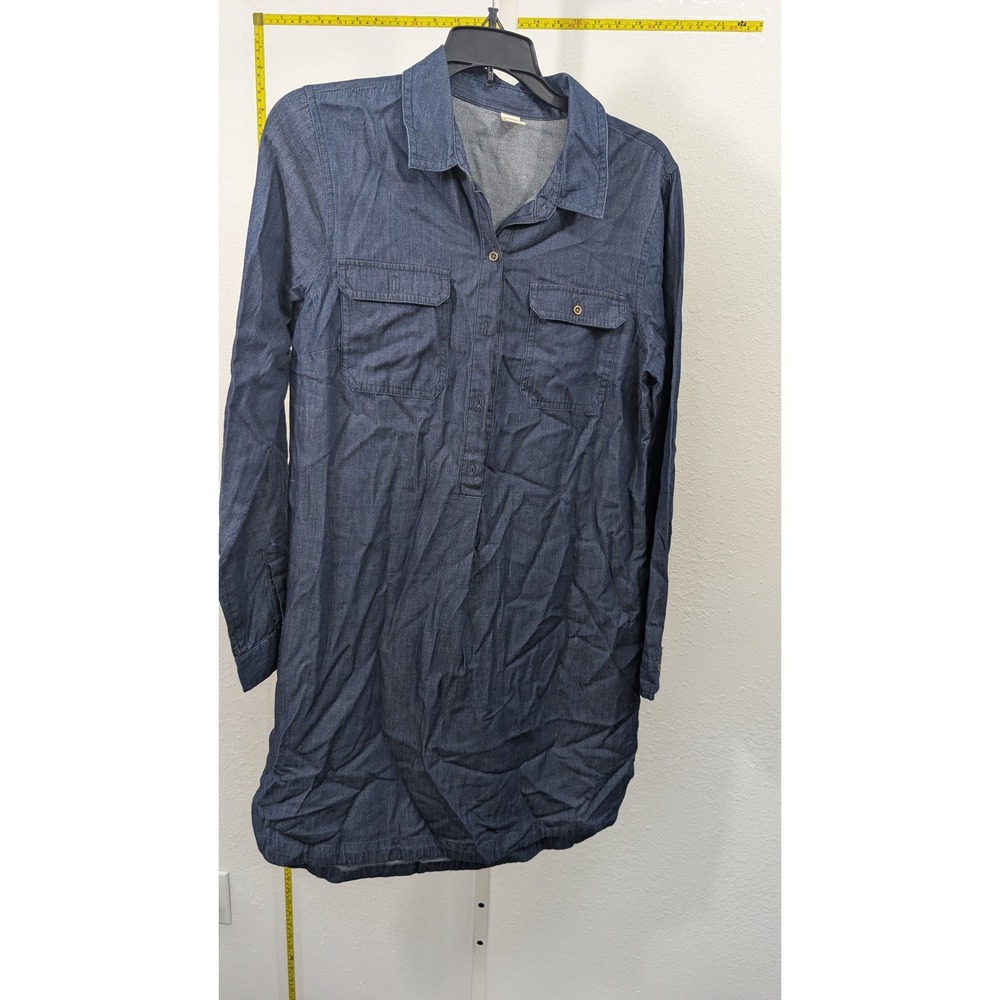 Old Navy Womens Dark Wash Denim Chambray Shirt Dress Long Sleeve Small‎ S
